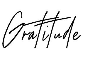 handwritten font which reads "gratitude"